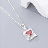 925 Sterling Silver Heart Necklace For Women Twelve Colourful Pendant