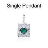 925 Sterling Silver Heart Necklace For Women Twelve Colourful Pendant