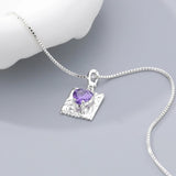 925 Sterling Silver Heart Necklace For Women Twelve Colourful Pendant