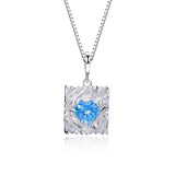 925 Sterling Silver Heart Necklace For Women Twelve Colourful Pendant