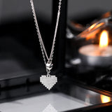 925 Silver Heart Necklace Zircon Double Layer Choker