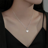 925 Silver Heart Necklace Zircon Double Layer Choker