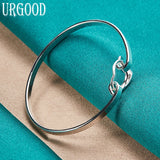 925 Silver Heart Open Bangle Romantic Jewelry Gift