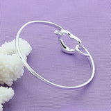 925 Silver Heart Open Bangle Romantic Jewelry Gift