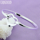 925 Silver Heart Open Bangle Romantic Jewelry Gift