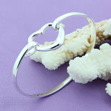 925 Silver Heart Open Bangle Romantic Jewelry Gift