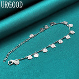 925 Silver Heart Pendant Bracelet Women Party Birthday Jewelry