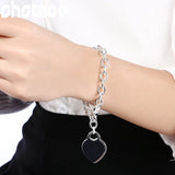 925 Silver Heart Pendant Chain Bracelet Wedding Jewelry