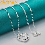 925 Silver Heart Pendant Necklace 16-30 Inch Chain Women Party Engagement