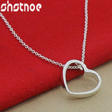 925 Silver Heart Pendant Necklace 16-30 Inch Chain Women Party Engagement