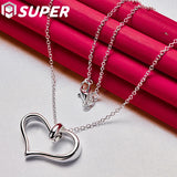 925 Silver Heart Pendant Necklace 18 Inch Chain Wedding Jewelry