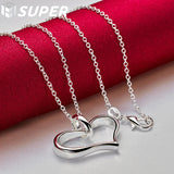 925 Silver Heart Pendant Necklace 18 Inch Chain Wedding Jewelry