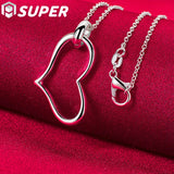 925 Silver Heart Pendant Necklace 18 Inch Chain Wedding Jewelry
