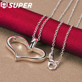 925 Silver Heart Pendant Necklace 18 Inch Chain Wedding Jewelry