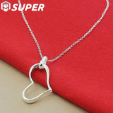 925 Silver Heart Pendant Necklace 18 Inch Chain Wedding Jewelry