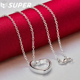 925 Silver Heart Pendant Necklace 18