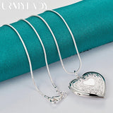 925 Silver Heart Photo Frame Charm Pendant 16-30" Necklace Chain