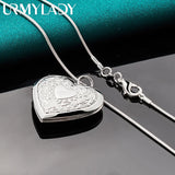 925 Silver Heart Photo Frame Charm Pendant 16-30" Necklace Chain