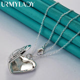 925 Silver Heart Photo Frame Charm Pendant 16-30" Necklace Chain