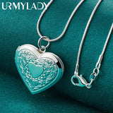 925 Silver Heart Photo Frame Charm Pendant 16-30" Necklace Chain