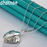 925 Silver Heart Photo Frame Pendant Necklace Wedding Party Jewelry