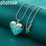 925 Silver Heart Photo Frame Pendant Necklace Wedding Party Jewelry