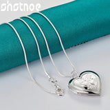 925 Silver Heart Photo Frame Pendant Necklace Wedding Party Jewelry