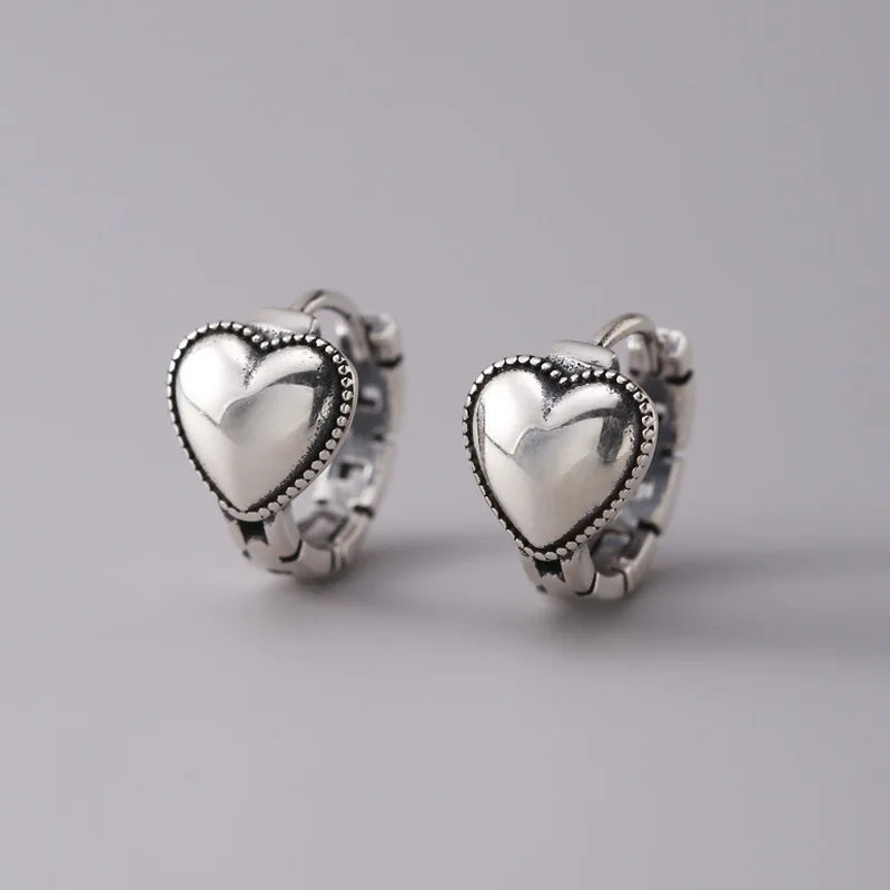 925 Silver Heart Ring Earrings Women Wedding Jewelry