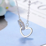 925 Sterling Silver Heart Ring Necklace For Women Pendant