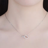 925 Sterling Silver Heart Ring Necklace For Women Pendant