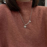 925 Silver Heart Shape Chain Choker Necklace Retro Fine Jewelry