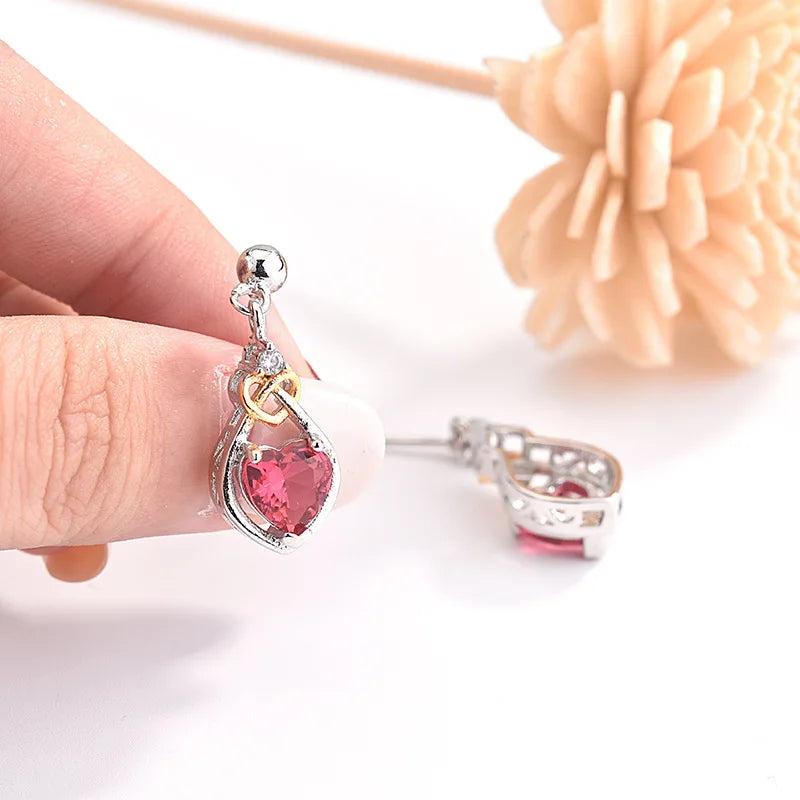 Heart Earrings Women Wedding Silver Jewelry