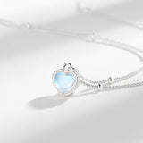 925 Silver Heart Moonstone Pendant Necklace for Women Wedding Party Gift