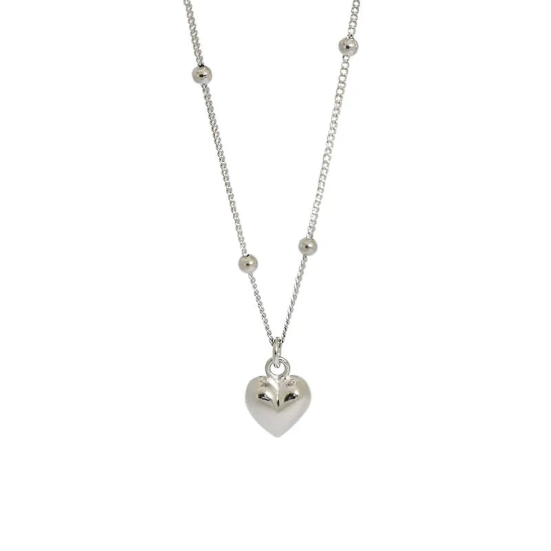 925 Sterling Silver Heart Necklaces For Women Romantic Rose Choker Pendant