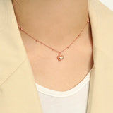 925 Sterling Silver Heart Necklaces For Women Romantic Rose Choker Pendant