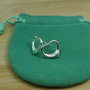 925 Silver Heart Shape Stud Earrings Wedding Engagement Party Charm Jewelry