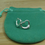 925 Silver Heart Shape Stud Earrings Wedding Engagement Party Charm Jewelry