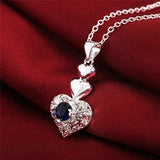 925 Silver Heart Zircon Pendant Necklace Wedding Gift
