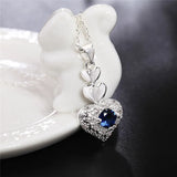 925 Silver Heart Zircon Pendant Necklace Wedding Gift