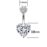 925 Silver Heart Navel Piercing Zircon Belly Button Jewelry