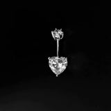 925 Silver Heart Navel Piercing Zircon Belly Button Jewelry