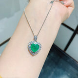925 Silver Heart Paraiba Tourmaline Diamond Pendant Necklace