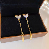 925 Silver Diamond Heart Drop Earrings Tassel Jewelry Christmas Gift