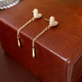 925 Silver Diamond Heart Drop Earrings Tassel Jewelry Christmas Gift