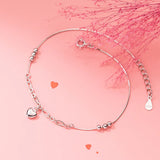 Heart-Shaped Women's Anklet Jewelry Love Foot Bracelets 21.5 CM