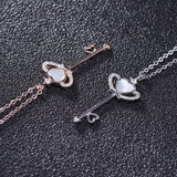 925 Silver Heart Shell Crown Key Pendant Necklace for Women