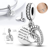 925 Sterling Silver Heart Pendant Charm Beads for Women Jewelry