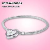 925 Silver Heart Snake Chain Bracelet for Women Jewelry
