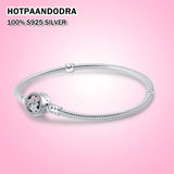 925 Silver Heart Snake Chain Bracelet for Women Jewelry