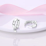 925 Silver Heart Cross Hoop Earrings Zirconia Women Jewelry
